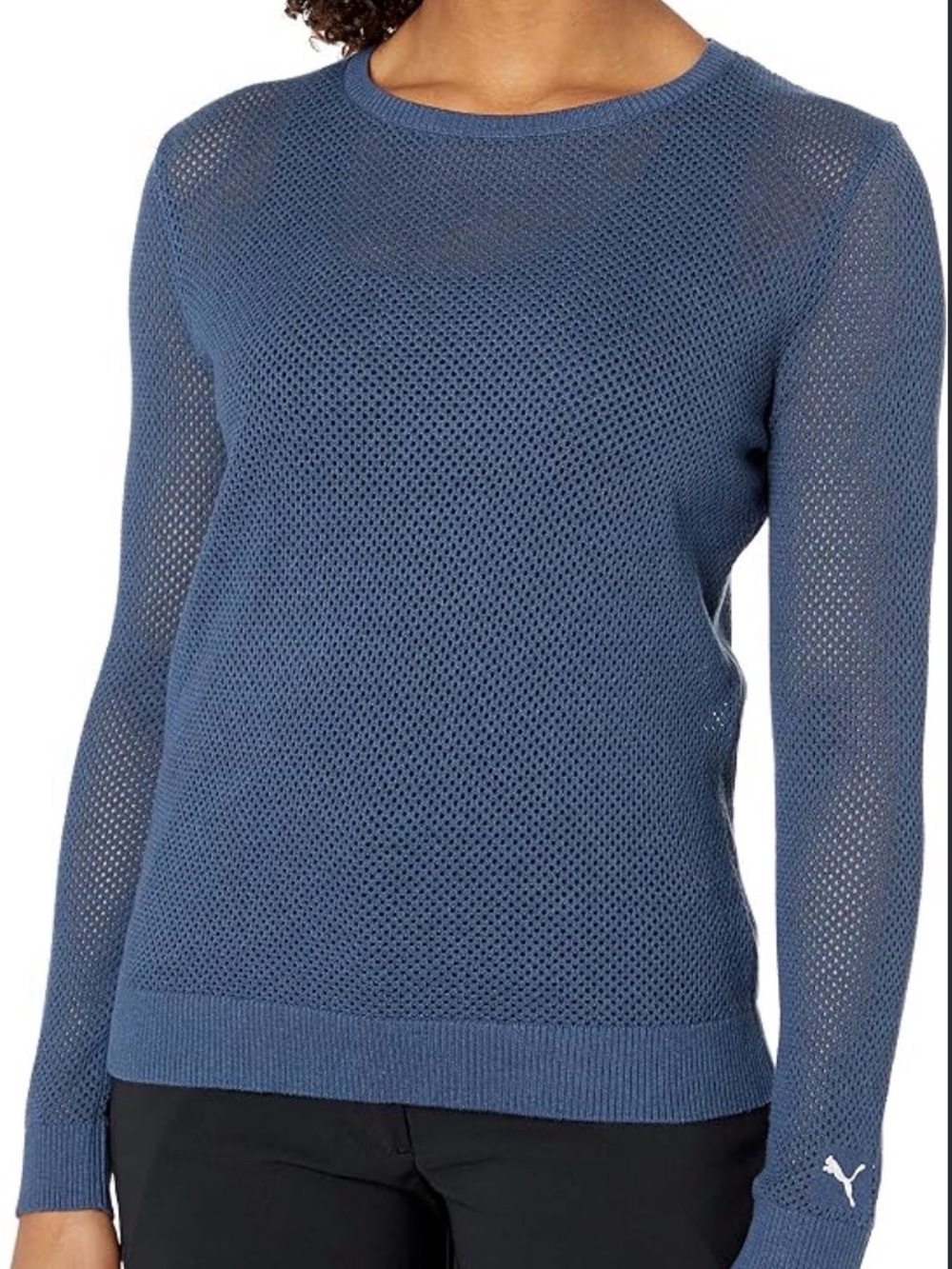 Puma Women's Mesh Golf Sweater - Dark Denim